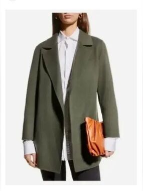 Theory Olive Green Women's Wool Cashmere Tailored Coat